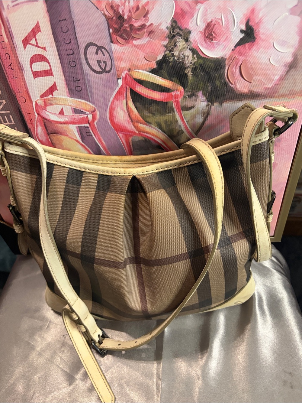 Burberry Nova-check Crossbody Bag with Beige Trim